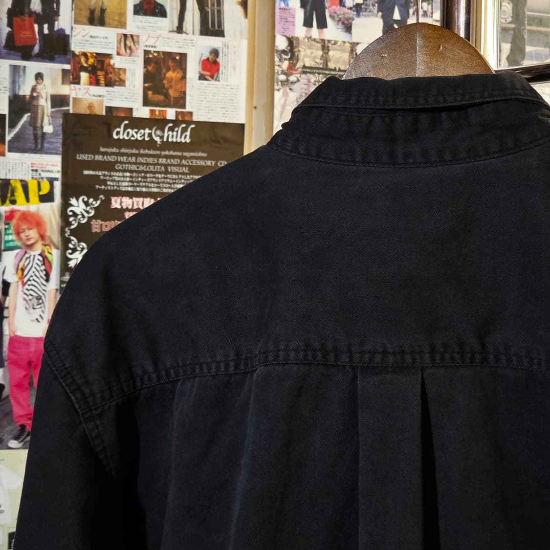 빈티지 블랙 자수 패치워크 코튼 셔츠 상품이미지5