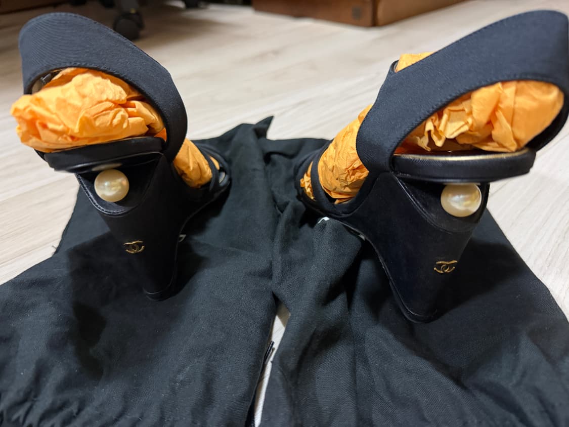 [36] 샤넬 웻지 샌달  블랙 상품이미지3