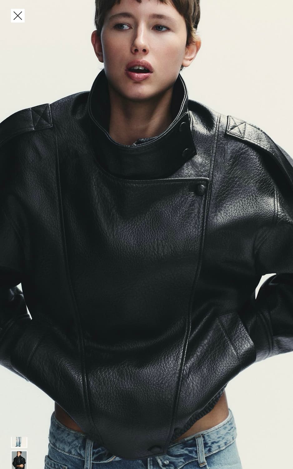 자라 생로랑맛 페이크 레더 점퍼팝니다 상품이미지4