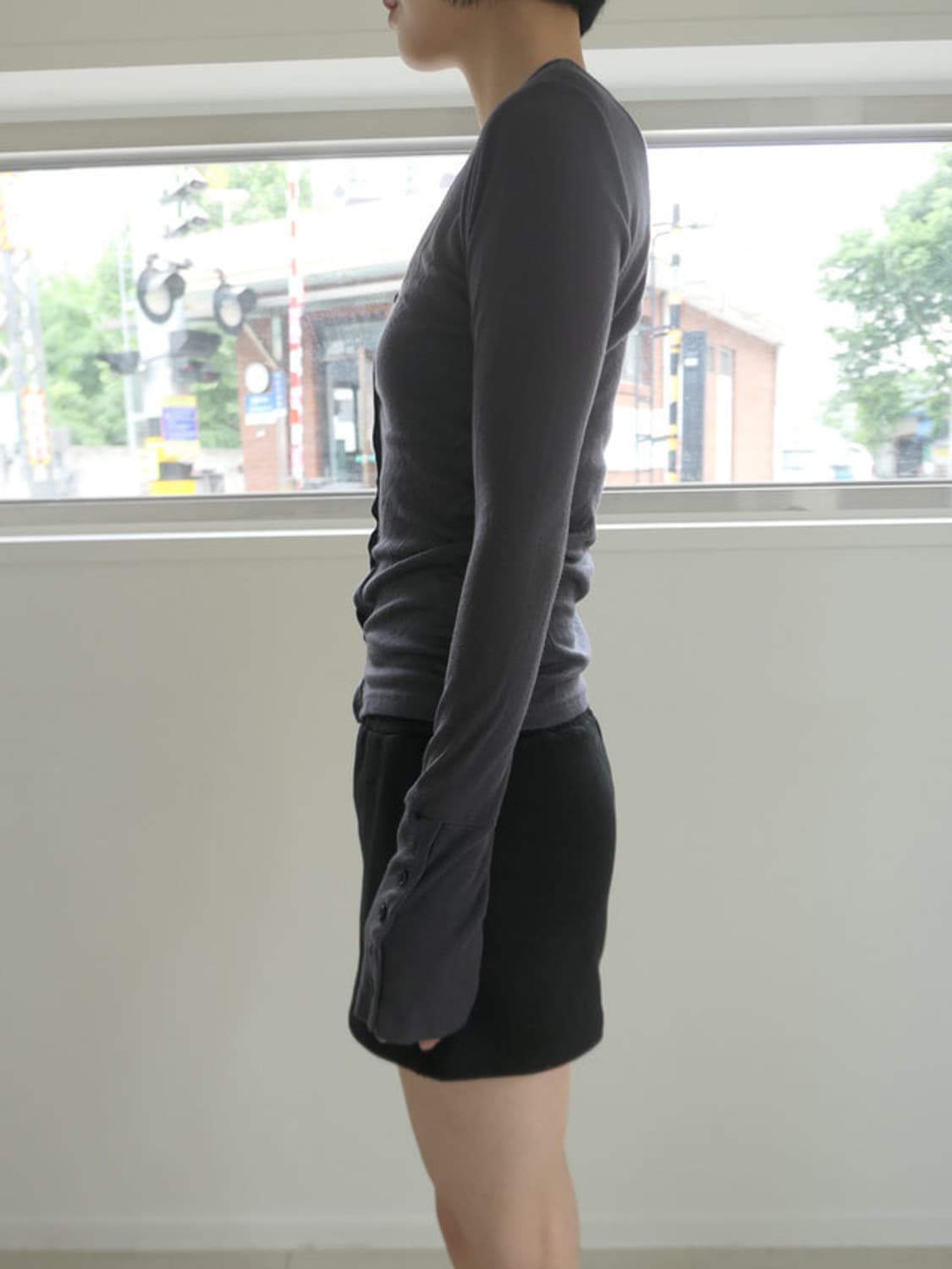 디에이디 sleeve button cardigan grey 상품이미지4