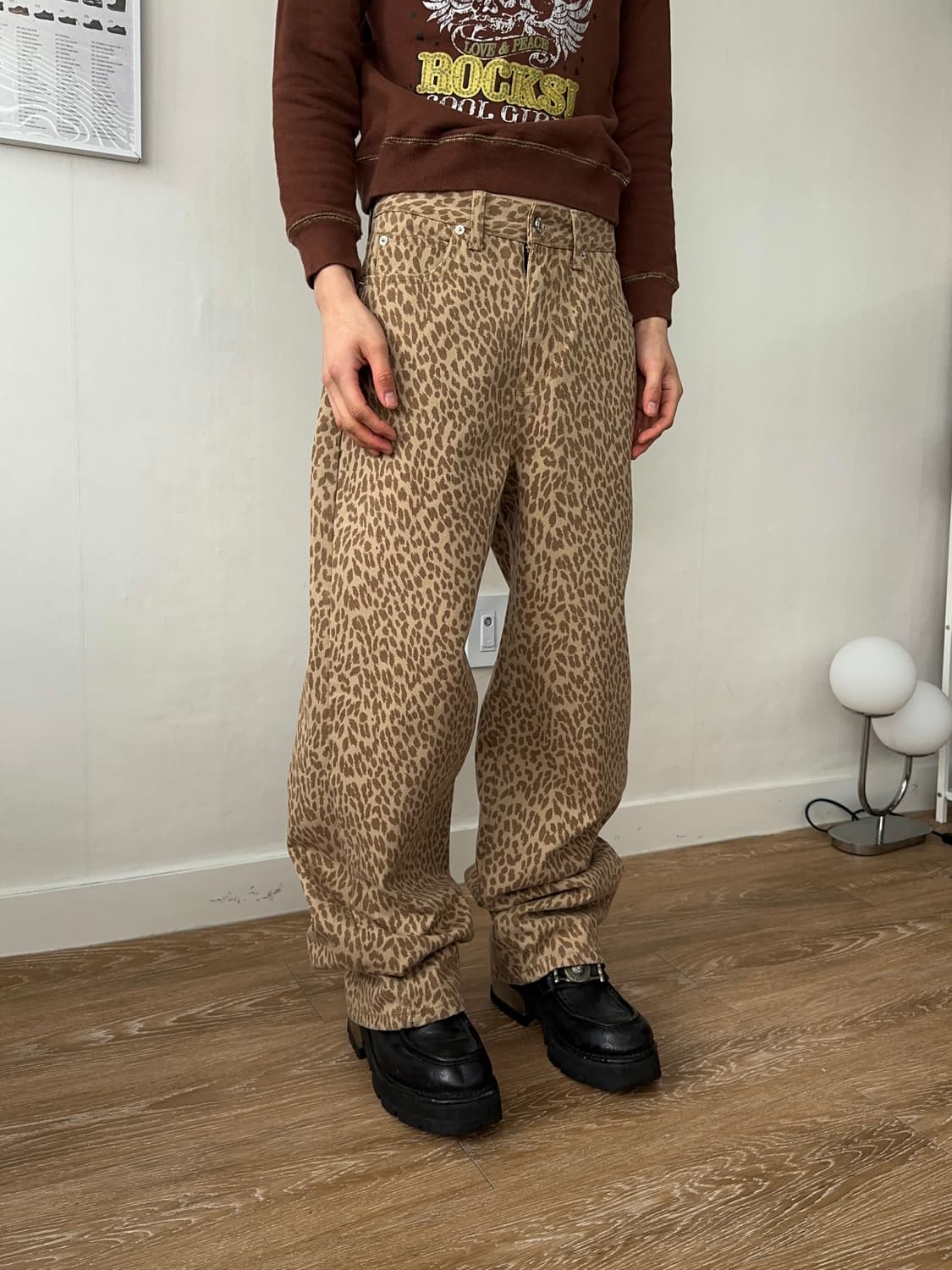 MOHHE 레오파드 스트레이트 진 상품이미지5