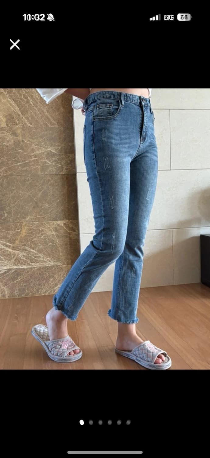 스크래치 9부 데님바지 상품이미지1