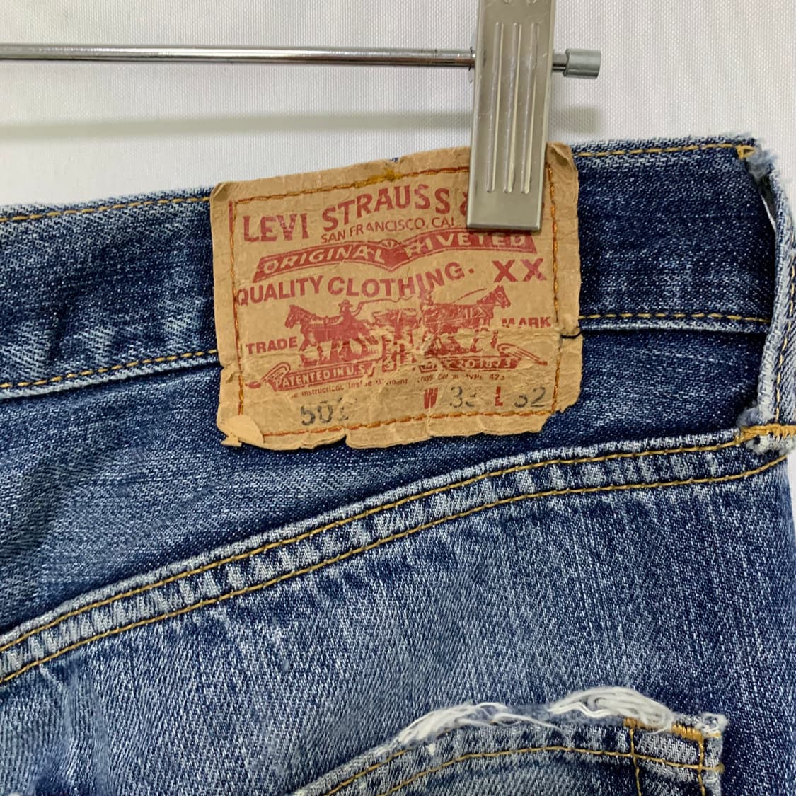 리바이스 501 데님팬츠 데미지 워싱진 청바지 32인치 00s 상품이미지7
