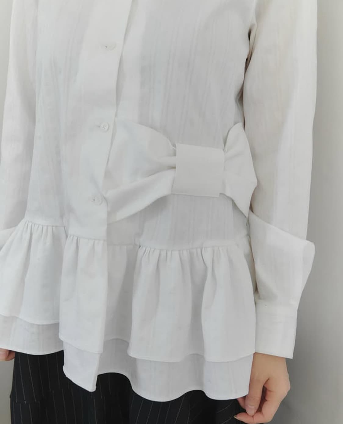 체메씨 리본 보우 프릴 셔츠 상품이미지2