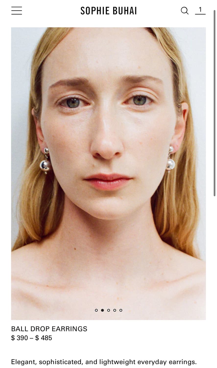 소피부하이 볼 드랍 실버 이어링 상품이미지1