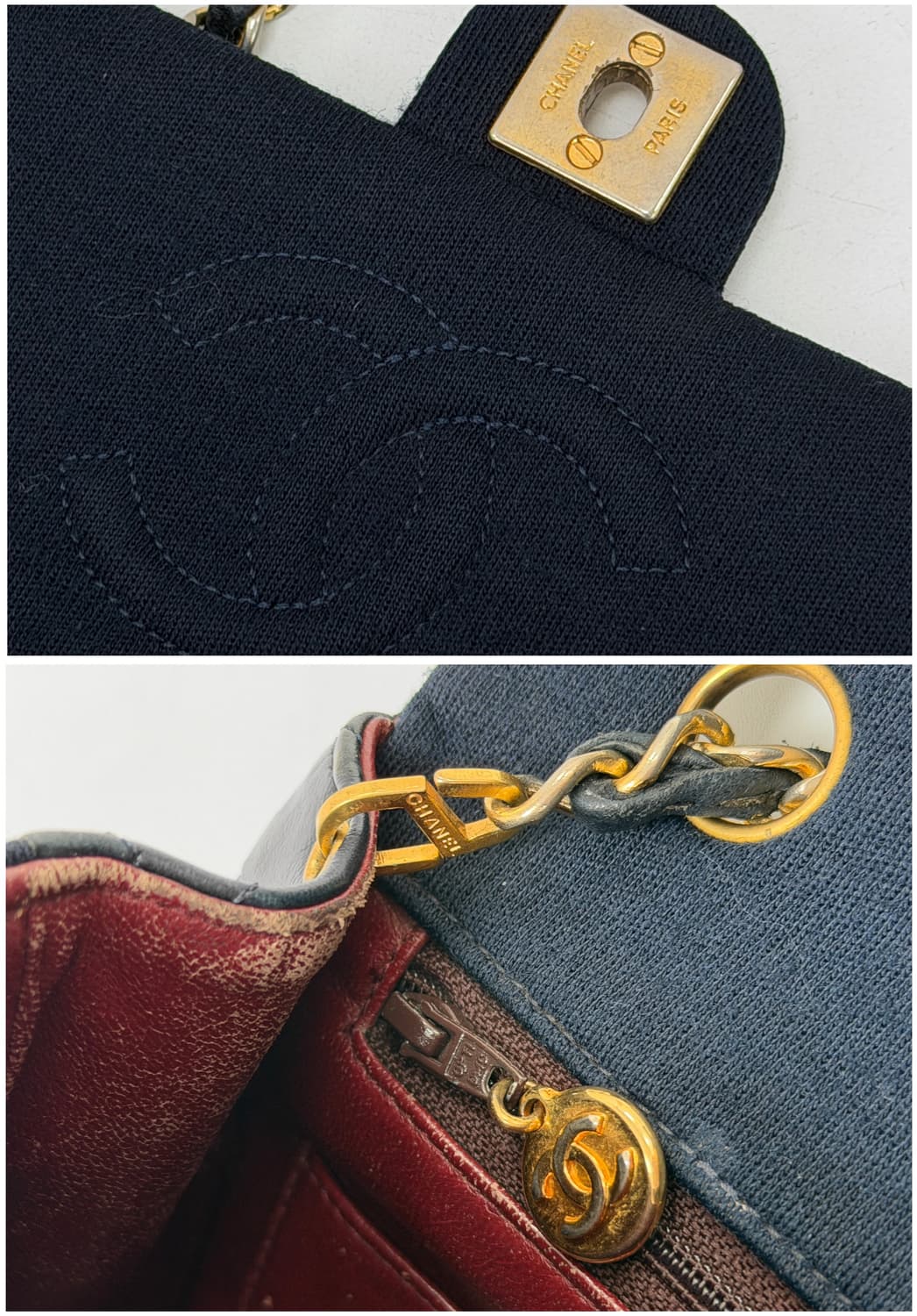 샤넬 1번대 빈티지 네이비 저지 믹스 미니 플랩 크로스백 상품이미지8