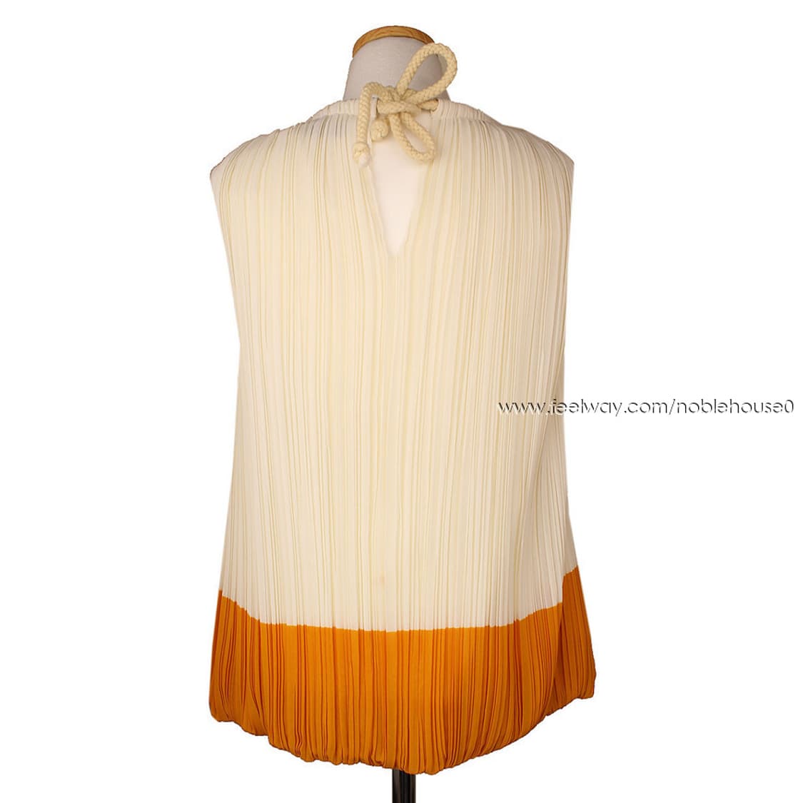 소니아리켈 아이보리&머스터드 민소매 주름 블라우스 36 상품이미지3