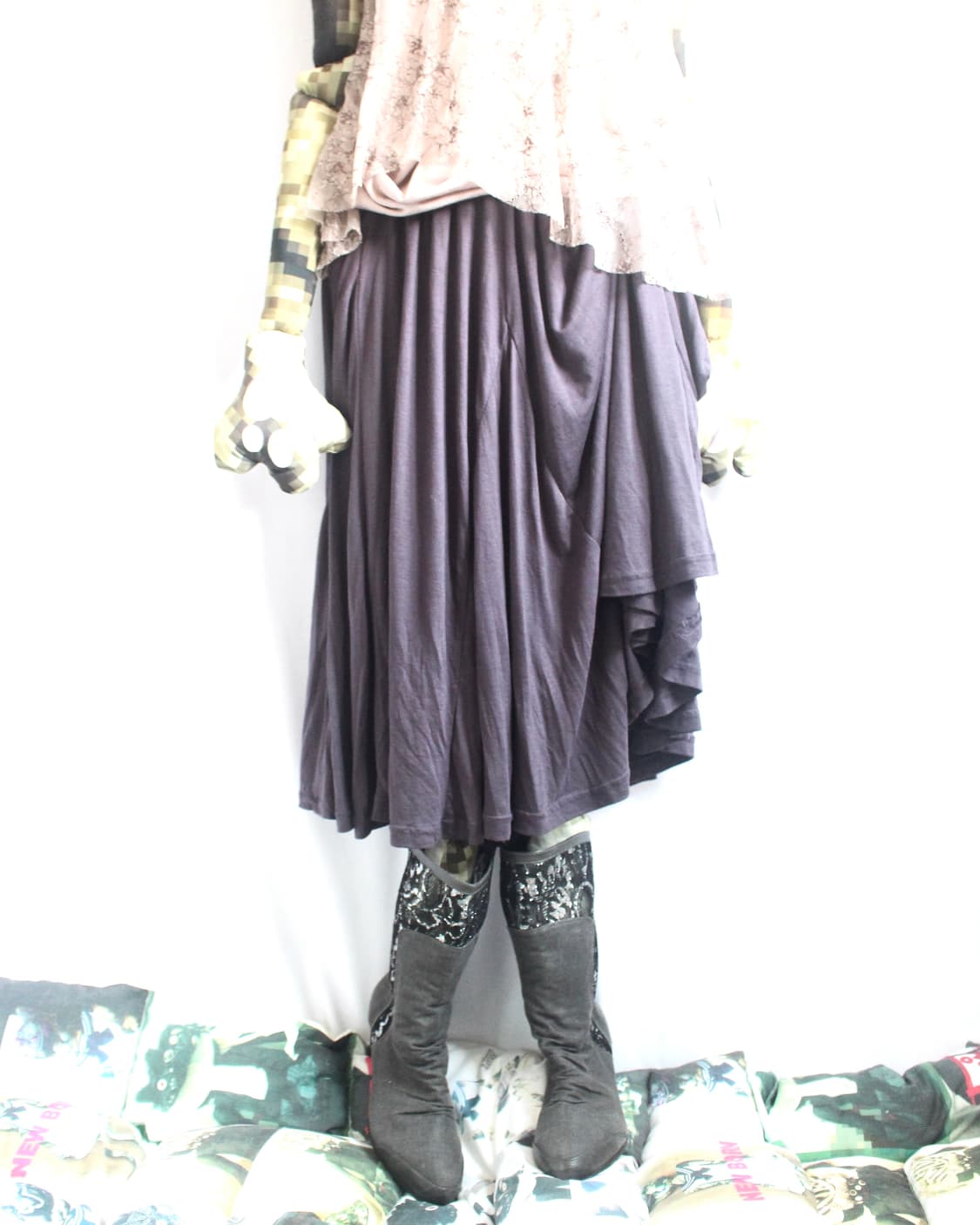 Grayish-deep purple banding skirt 상품이미지2