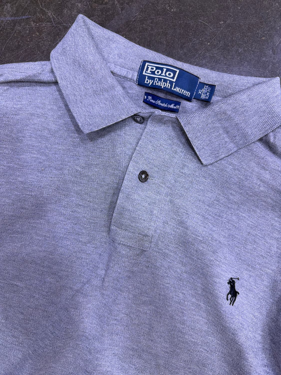 폴로 랄프로렌 슬림핏 카라넥 pkt 폴로셔츠 긴팔티 그레이 XL 상품이미지3