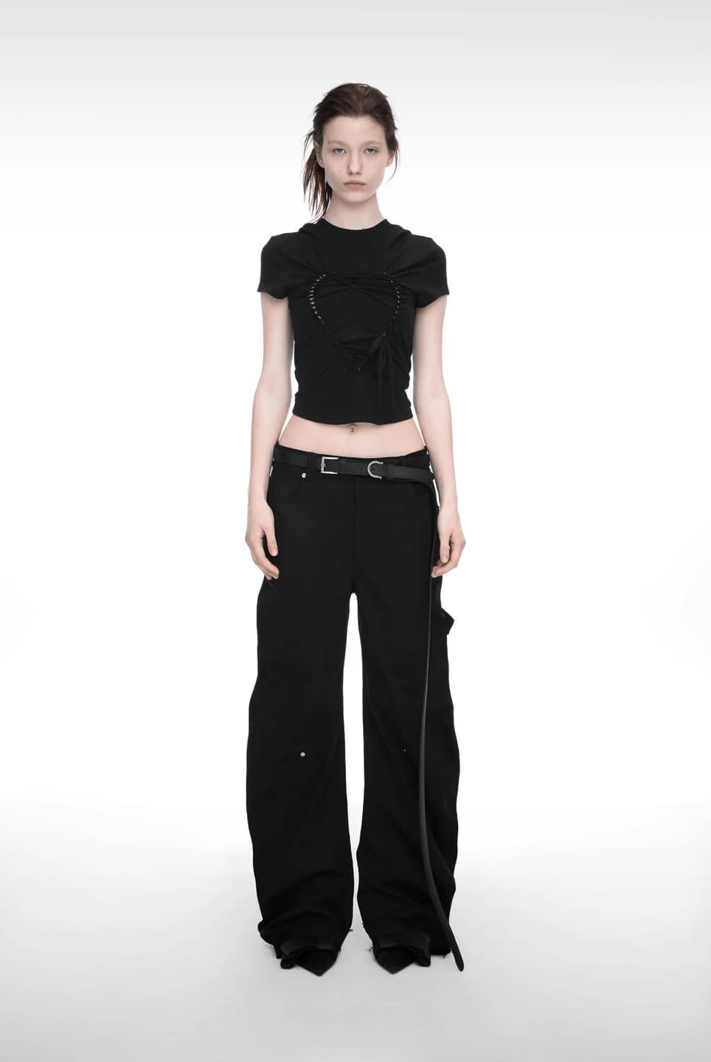 로우컷 커브드 팬츠 RAWCUT CURVED PANTS BLACK 상품이미지2