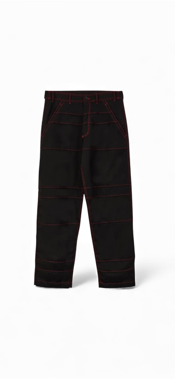 [S][32] 꼼데가르송 셔츠 레드 스티치 팬츠 블랙  상품이미지9