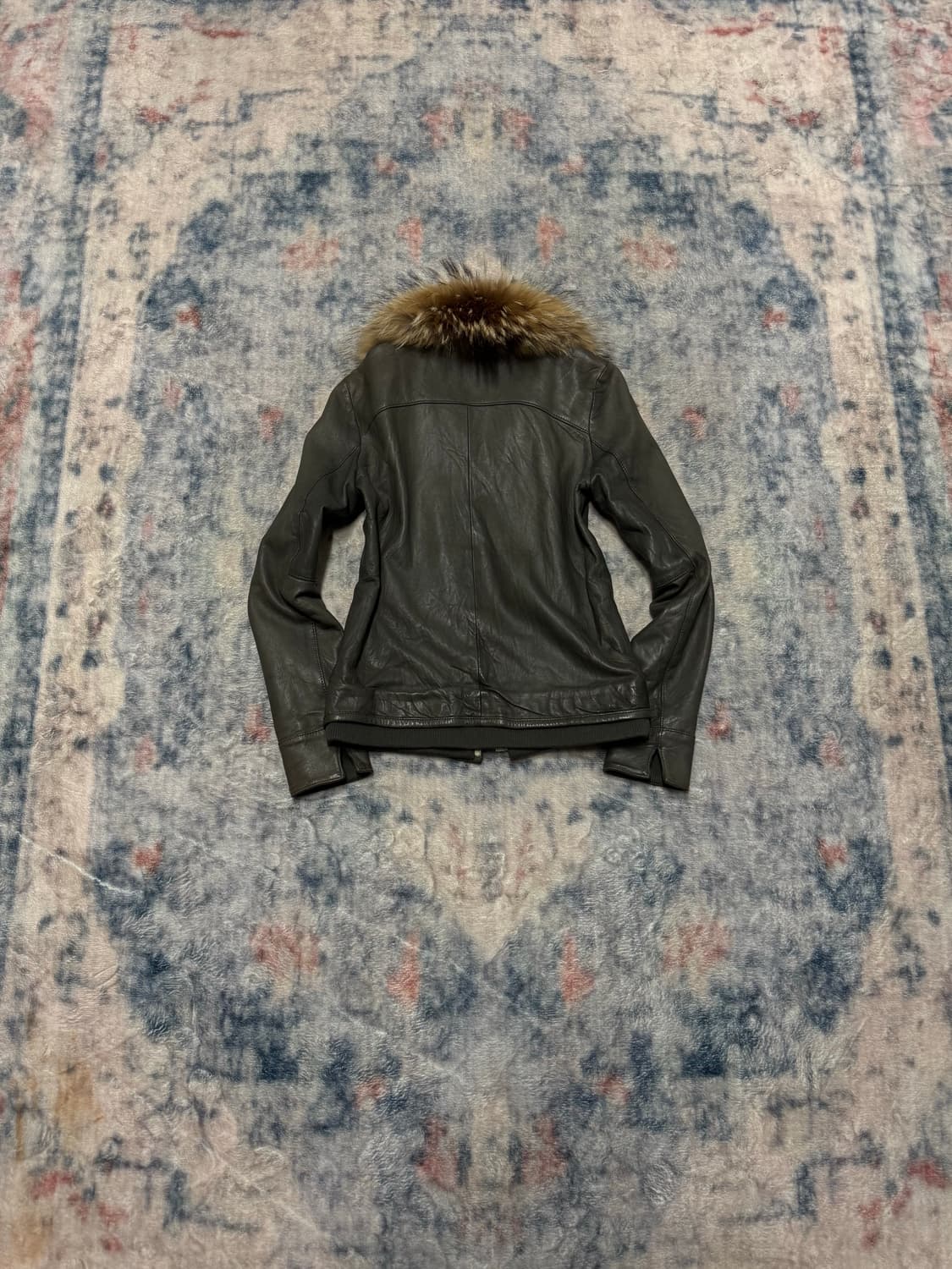 Luva tram racoon fur trimming leather ja 상품이미지6