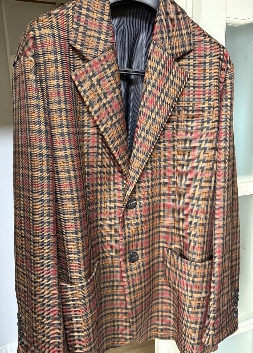 솔리드옴므 오버핏 체크 블레이저 (S193CJ15329D) 상품이미지2