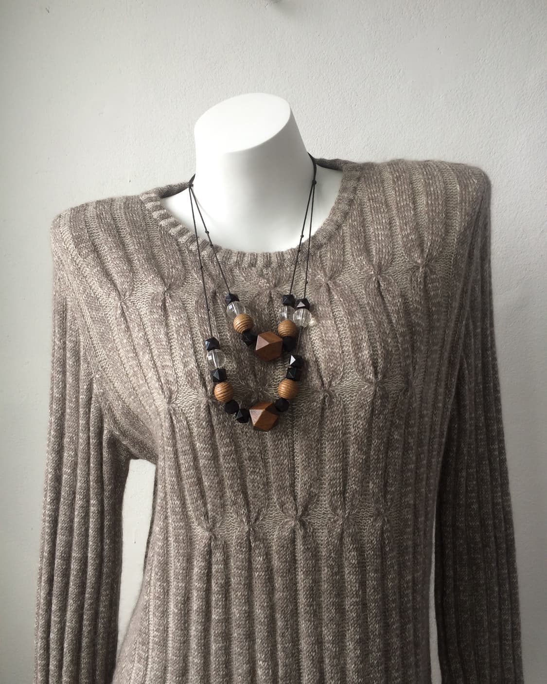 wood beads layer necklace 상품이미지3