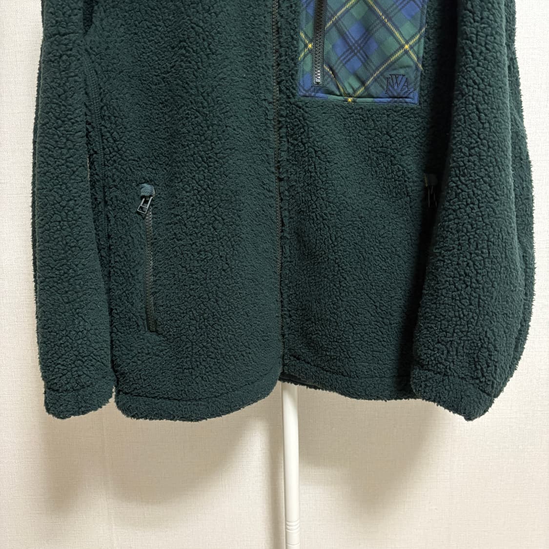 유니클로 X JW앤더슨 체크 포켓 플리스 / 그린, M 상품이미지3