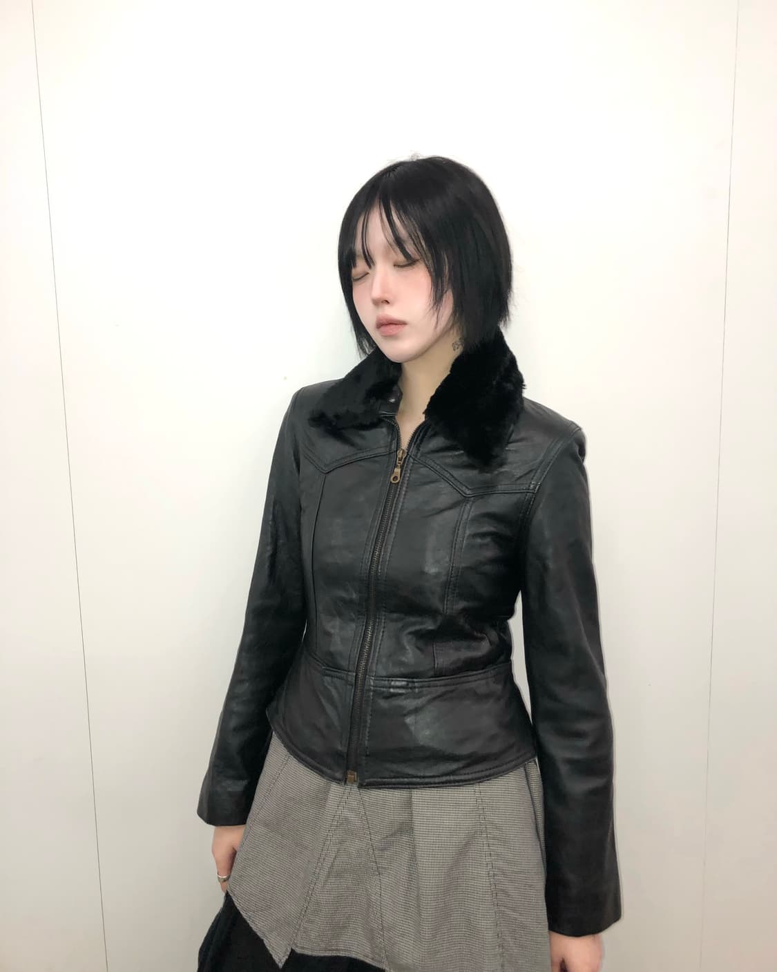 블랙 레더 자켓 상품이미지1