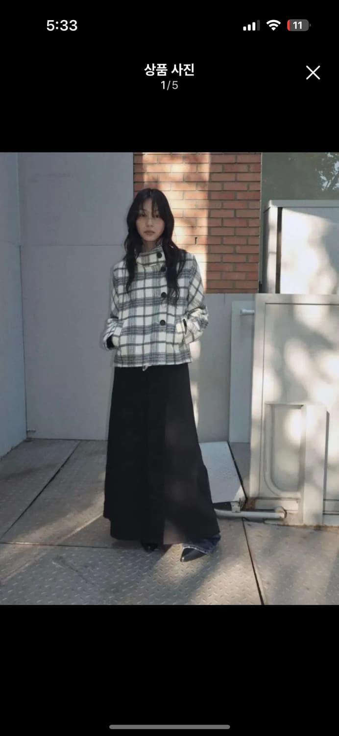 (새상품) 자라 ZARA 체크 하이넥 코트 상품이미지1