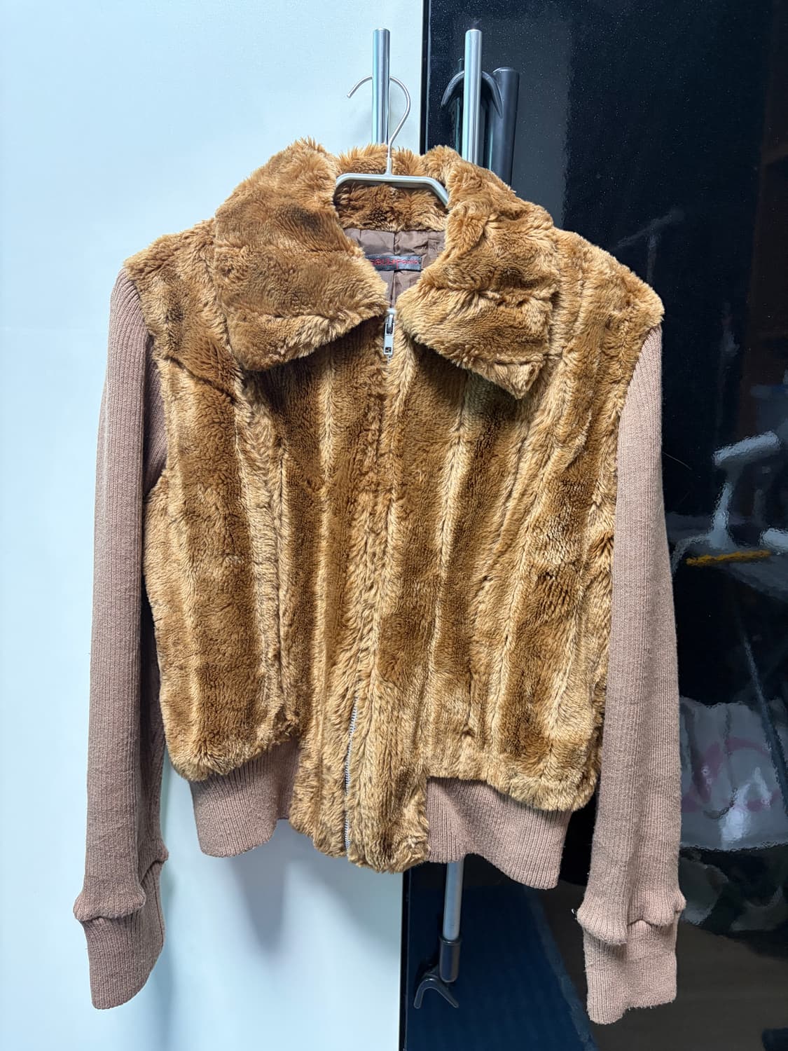 빈티지 니트 퍼 싱글 자켓 여성 S 상품이미지1