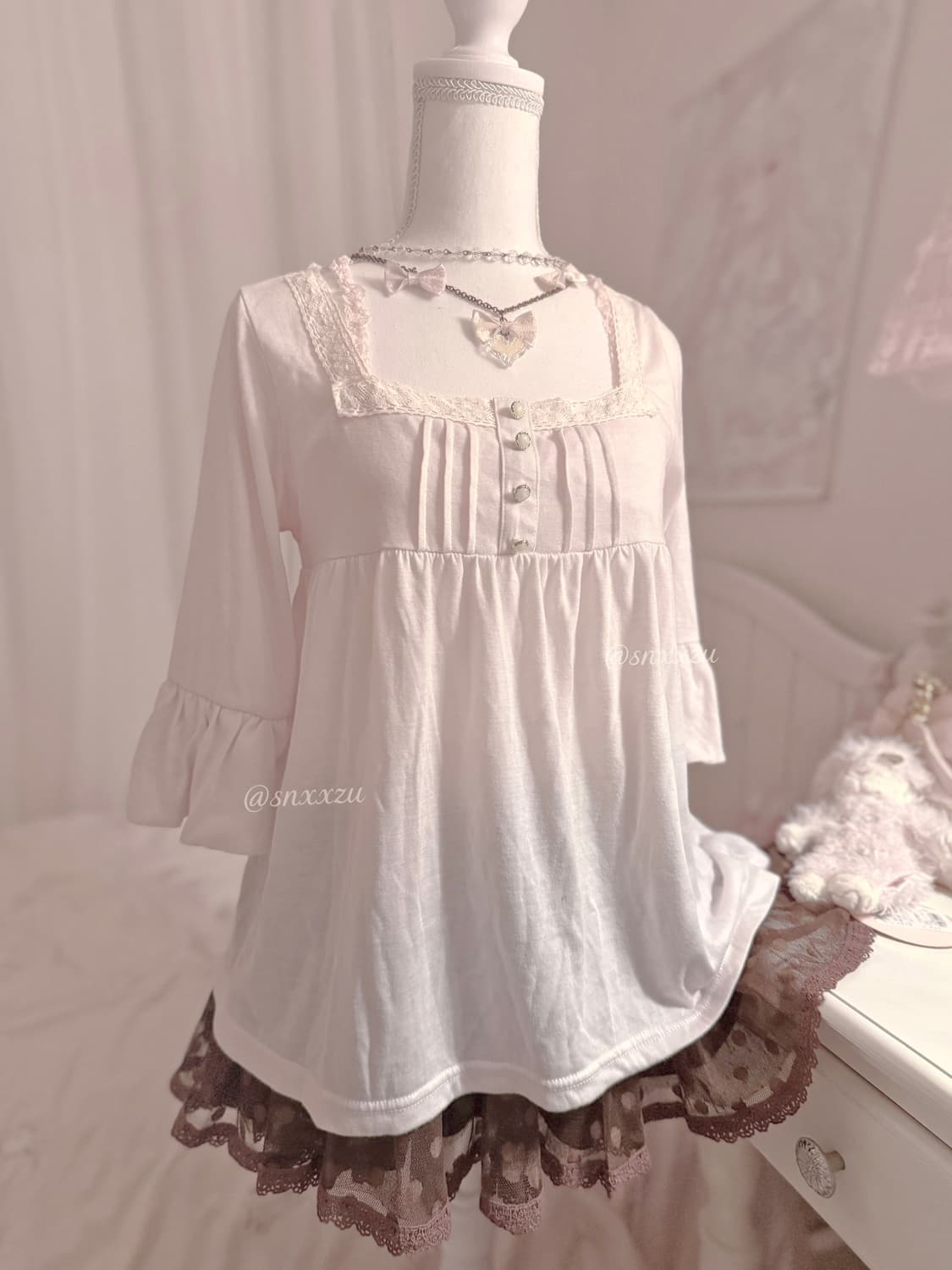 핀터깔 베이비돌 베이비 핑크 탑 히메카지 라떼갸루 y2k빈티지 리즈리사 상품이미지2