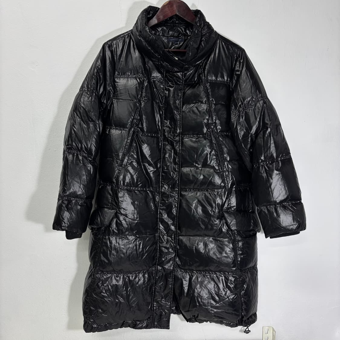 우먼M 타미힐피거 유광블랙 세미A라인 투웨이 덕다운 롱패딩 상품이미지1