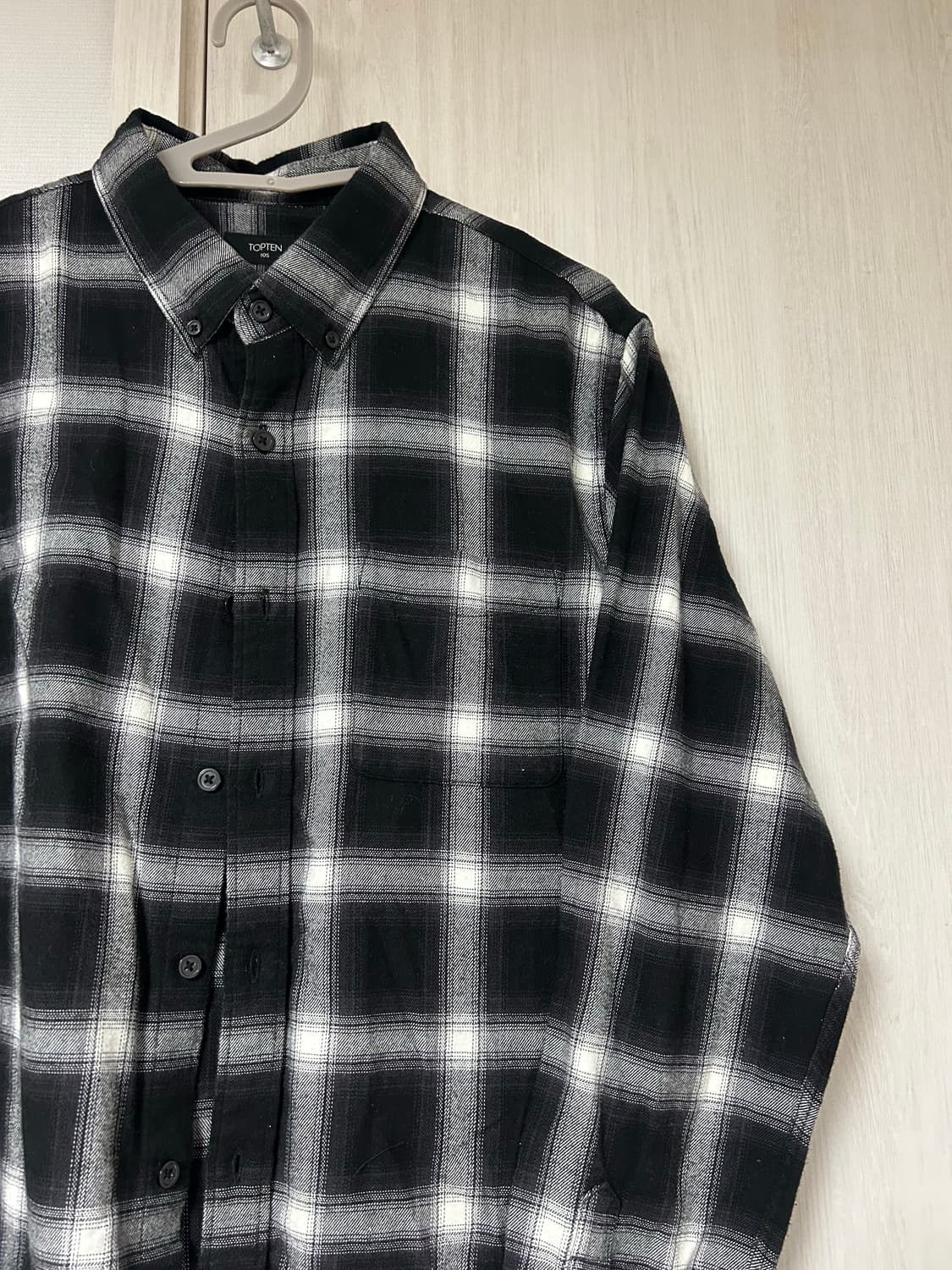 검정 오버핏 체크 셔츠 상품이미지4