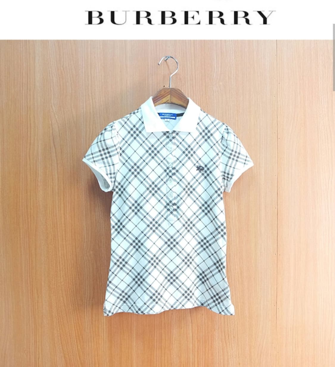 버버리 블루 라벨 체크 반팔 카라티 상품이미지1