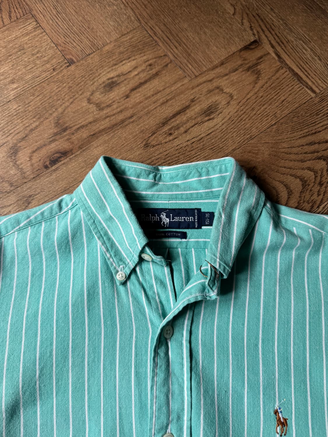 [L]90's 폴로 랄프로렌 스트라이프 애플민트 옥스포드 셔츠 상품이미지2