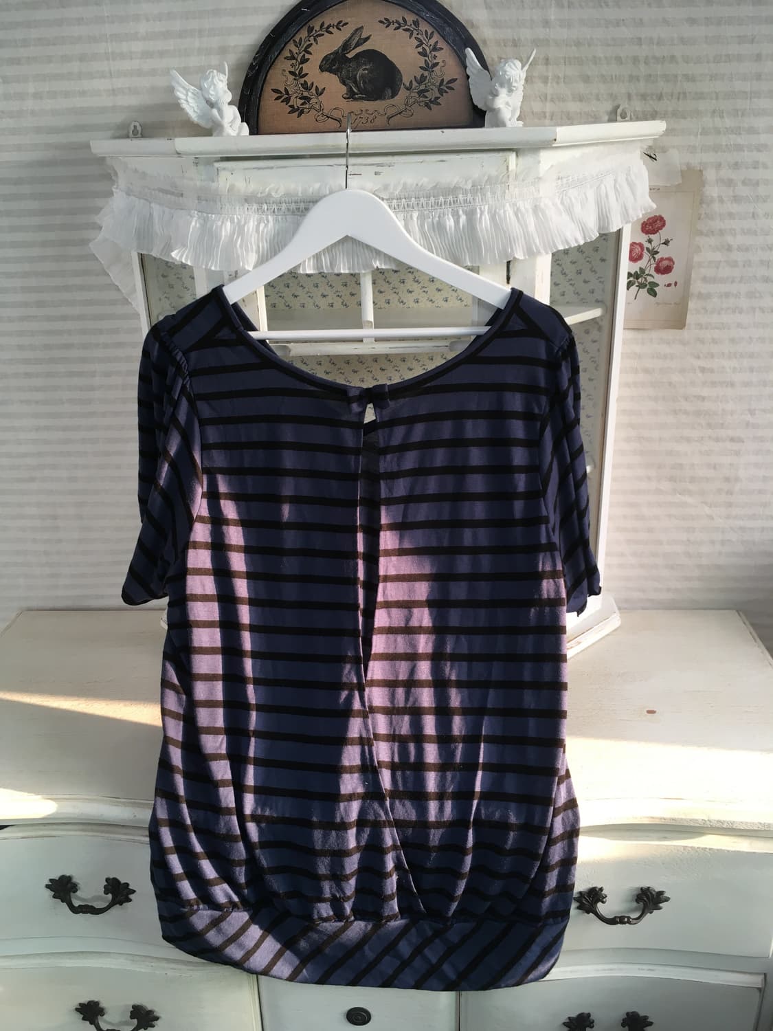 일본빈티지 스트라이프 반팔 블라우스 상품이미지6