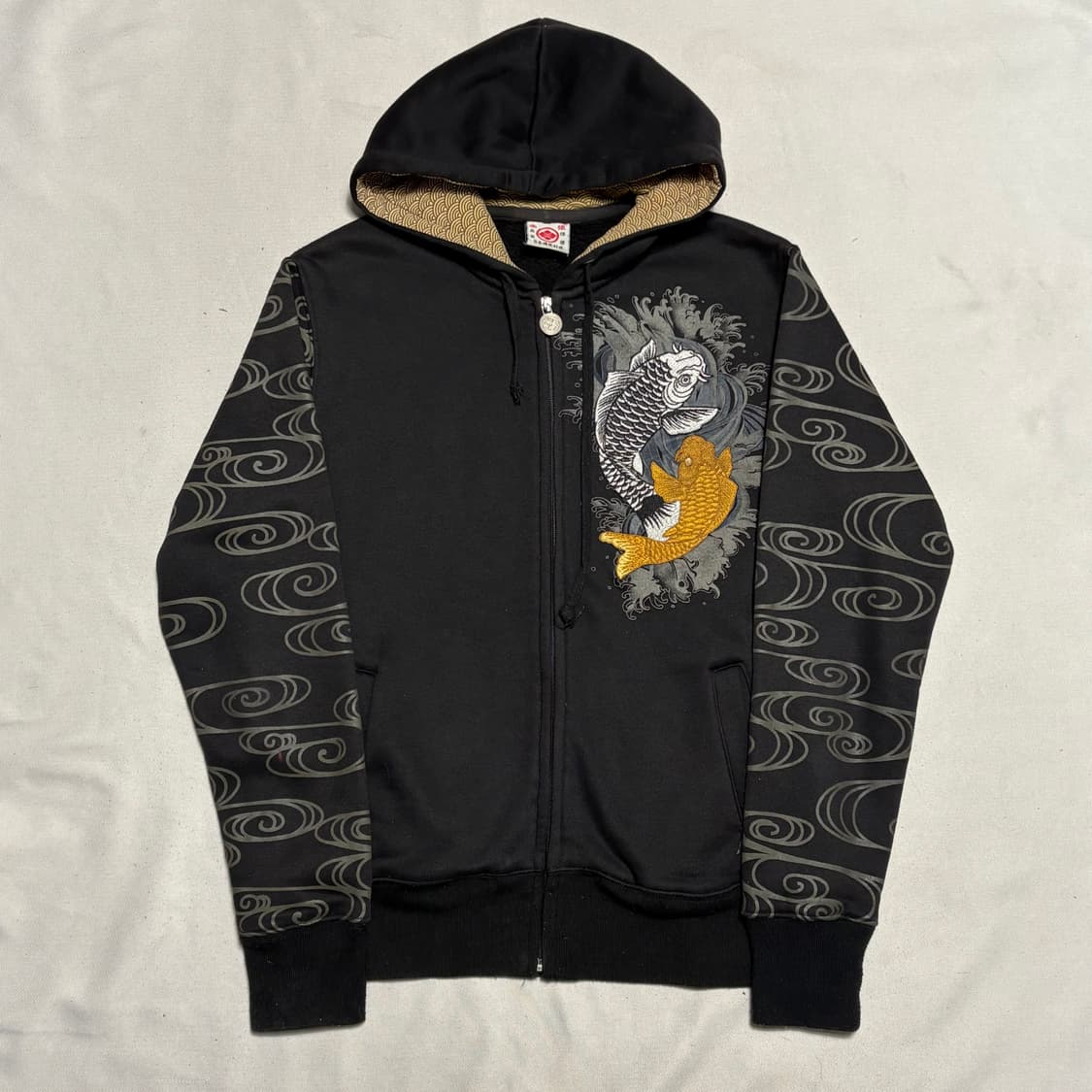 L jp빈티지 이레즈미 잉어자수 스웻코튼 후드집업 상품이미지3