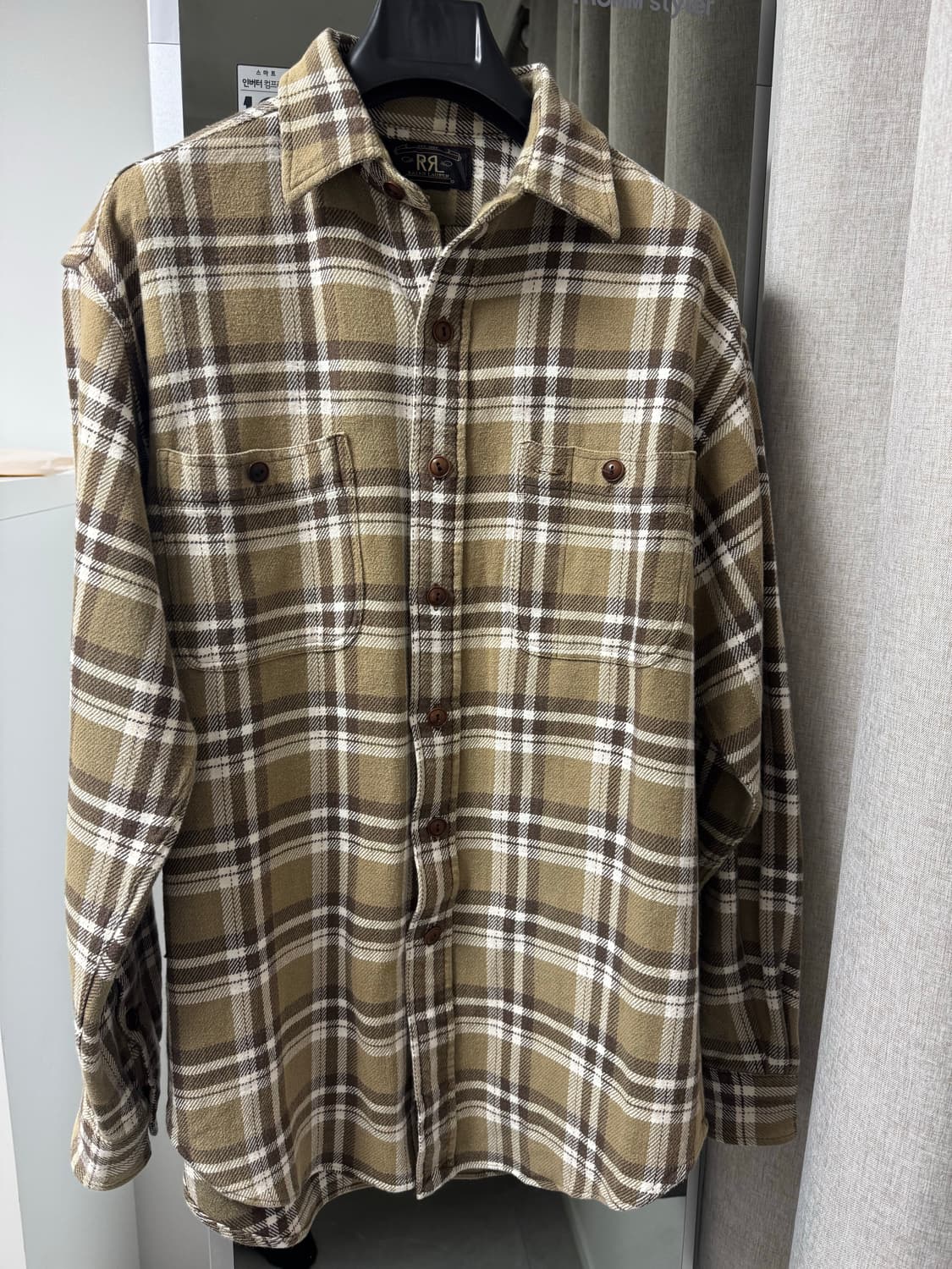 더블알엘 rrl 브라운 체크 플란넬 셔츠 105사이즈감 랄프로렌 상품이미지1