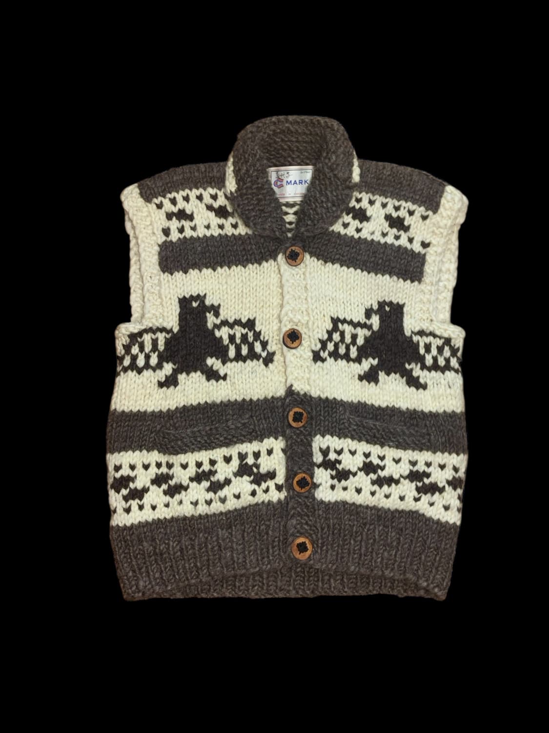 캐나다 빈티지 코위찬 헤비 울 니트 가디건 상품이미지1