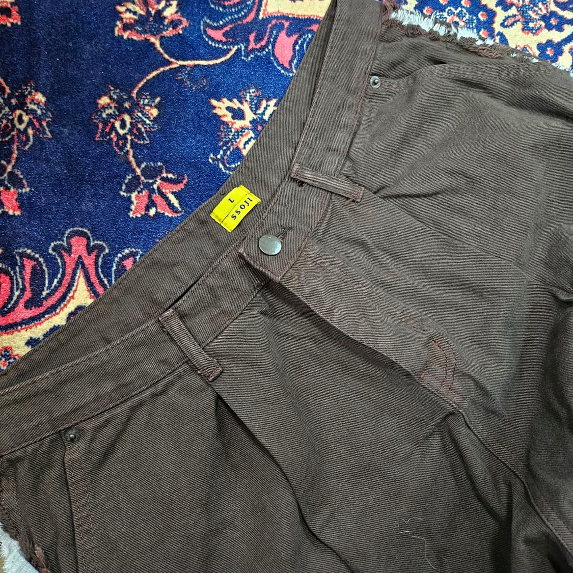 쏘지(SSOJI) 사이드 테슬 브라운 와이드 데님 팬츠 L 상품이미지7