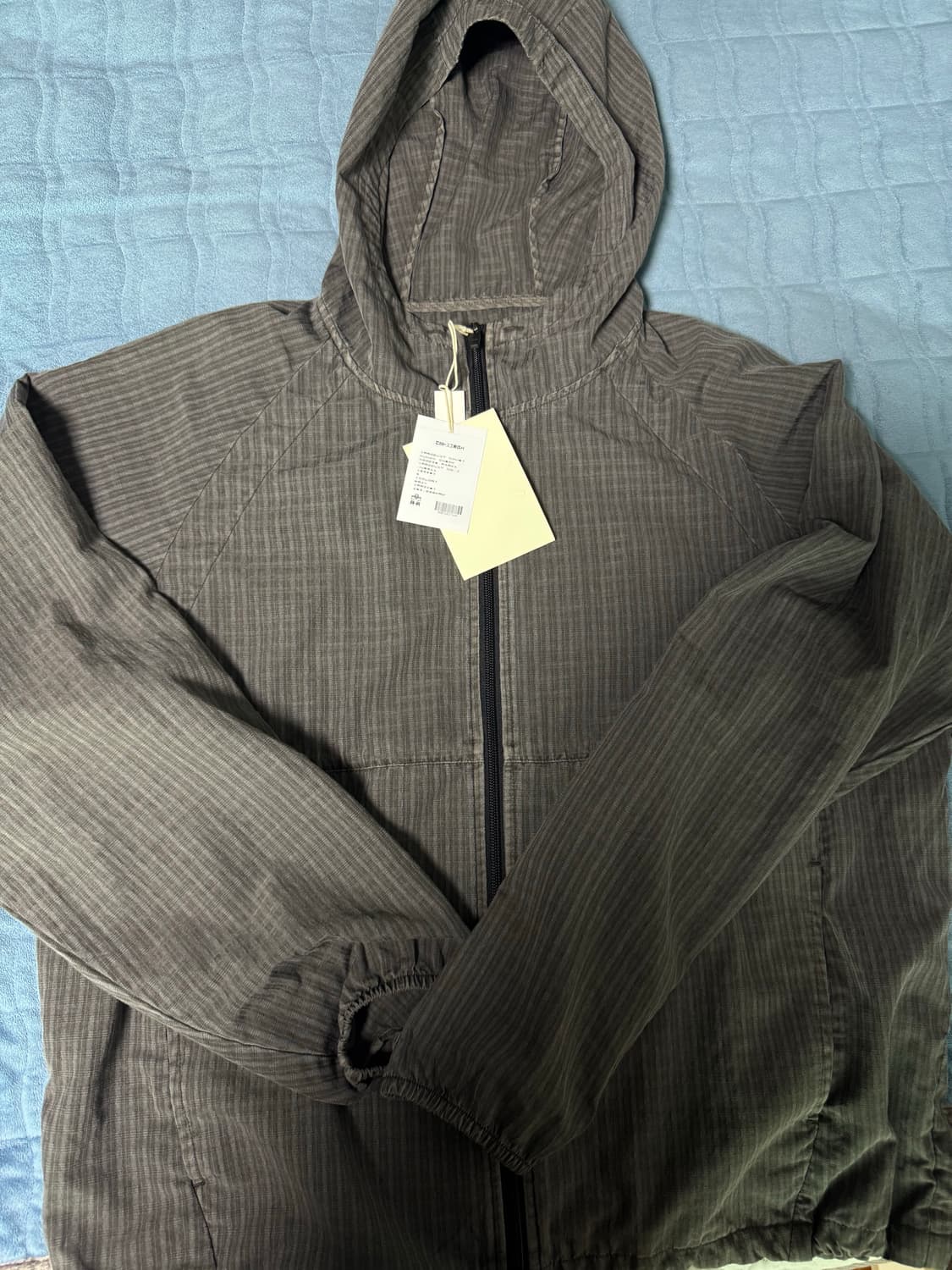 4) 폴리테루 체크 후디 파카 후드집업 그레이 상품이미지1