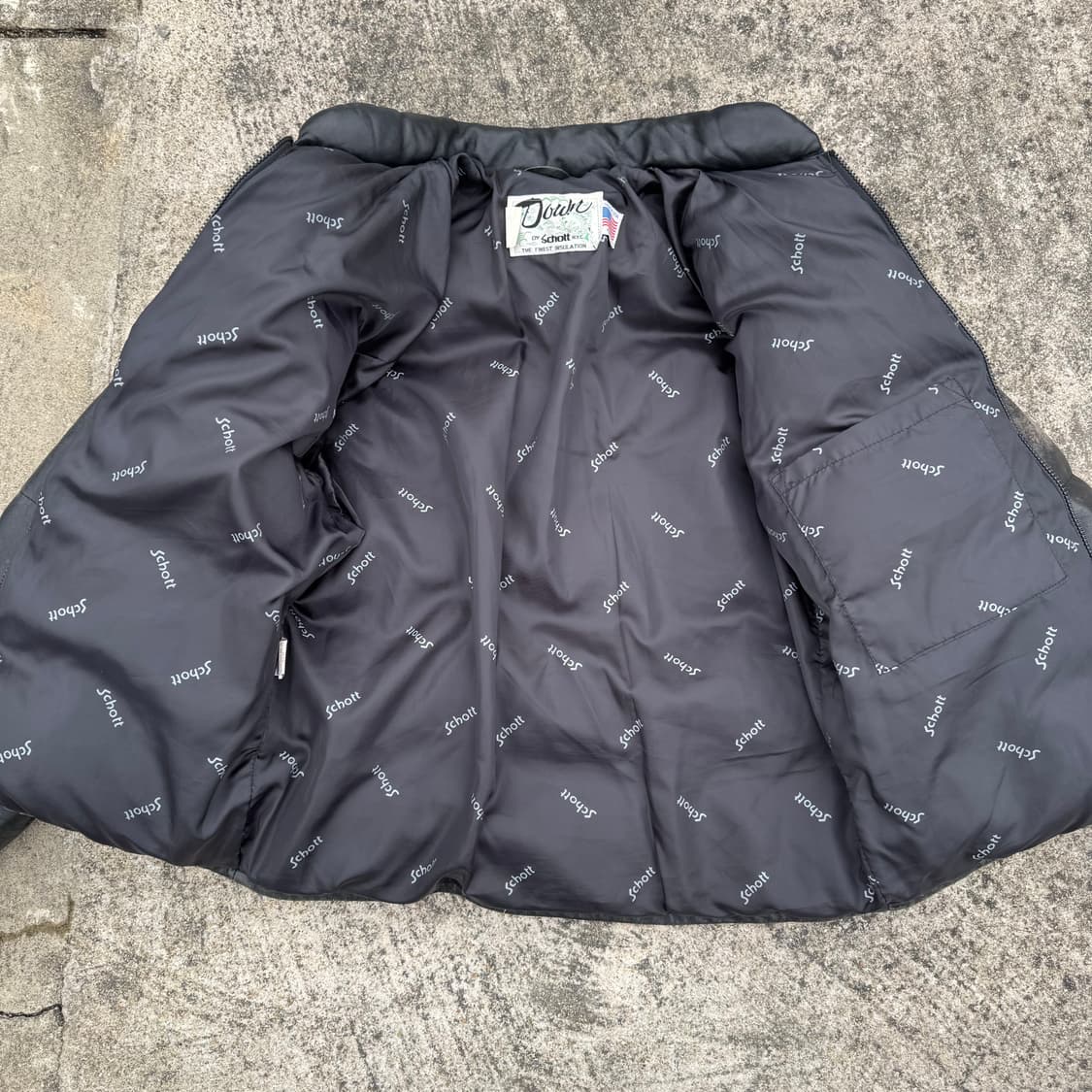 [L] 90s Schott 쇼트 레더 가죽 패딩 점퍼 상품이미지3