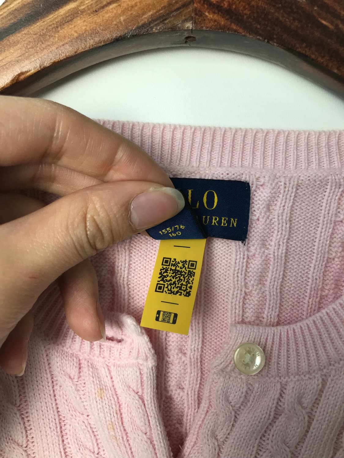 폴로 랄프로렌 QR 신형 딸기우유 꽈배기 니트 가디건 상품이미지5