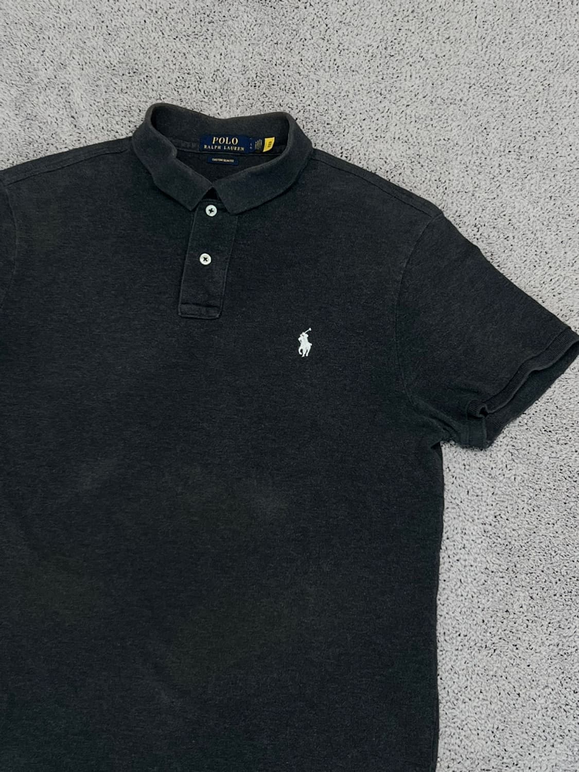 (L) 폴로 커스텀 슬림 핏 카라 티 차콜 상품이미지2