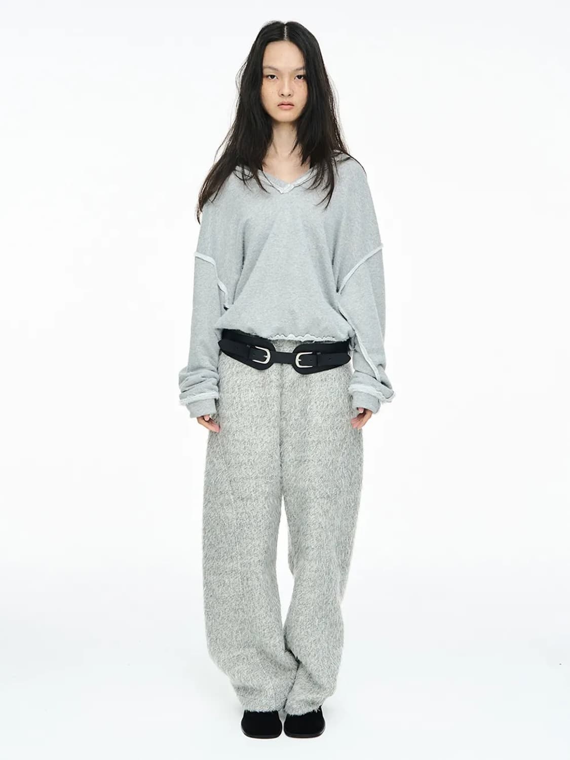세릭 hairy wide pants/gray 상품이미지1