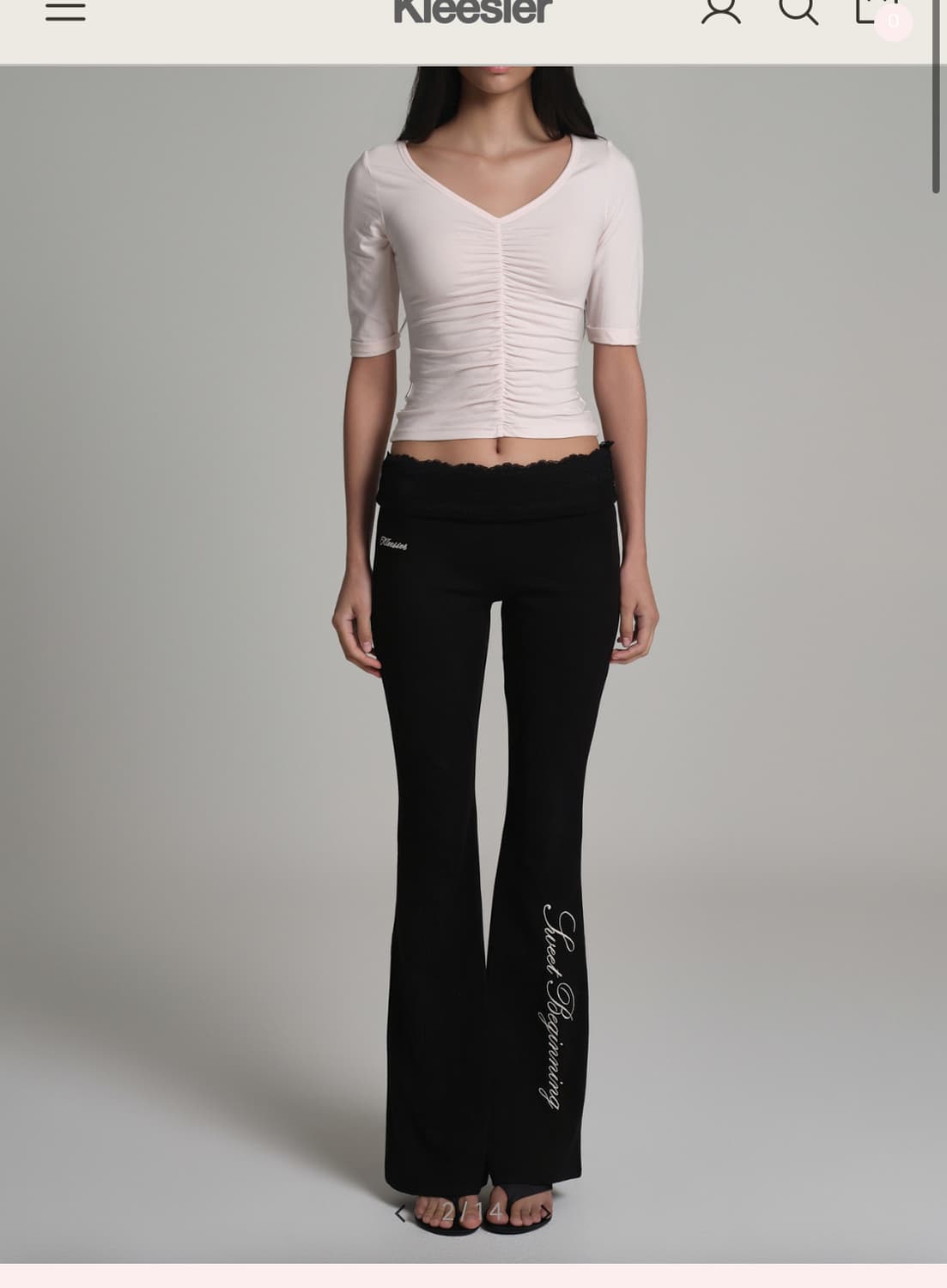 클리시어 Lace tea bootscut pants, Black 상품이미지1