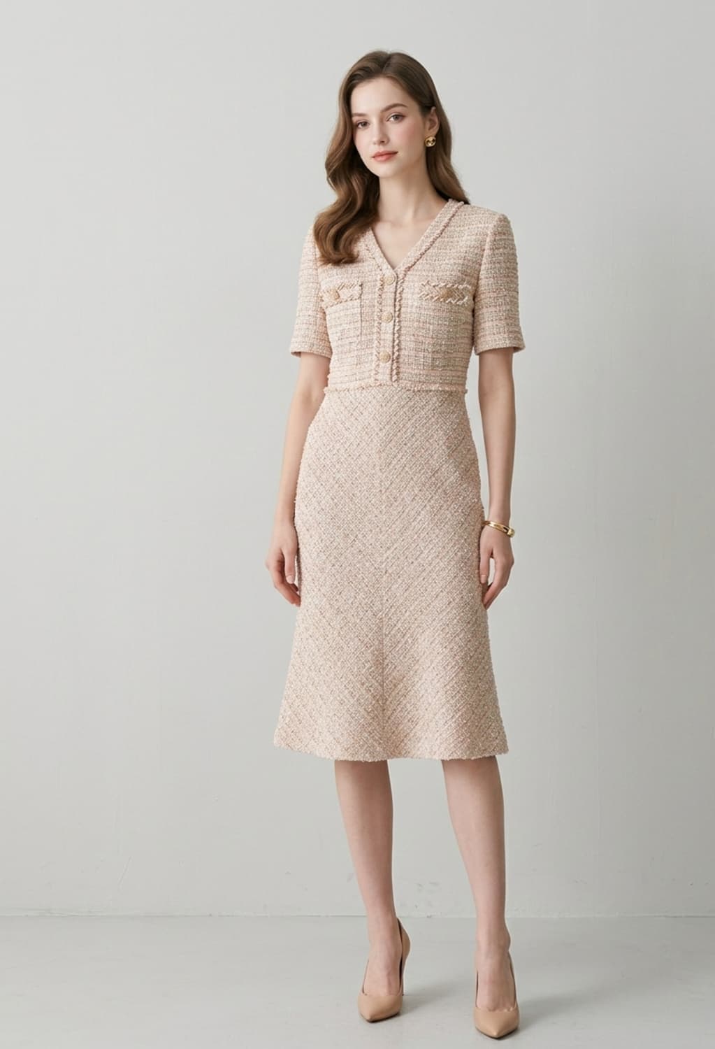 바네사브루노 아떼 브이넥 트위드원피스 38사이즈 상품이미지1