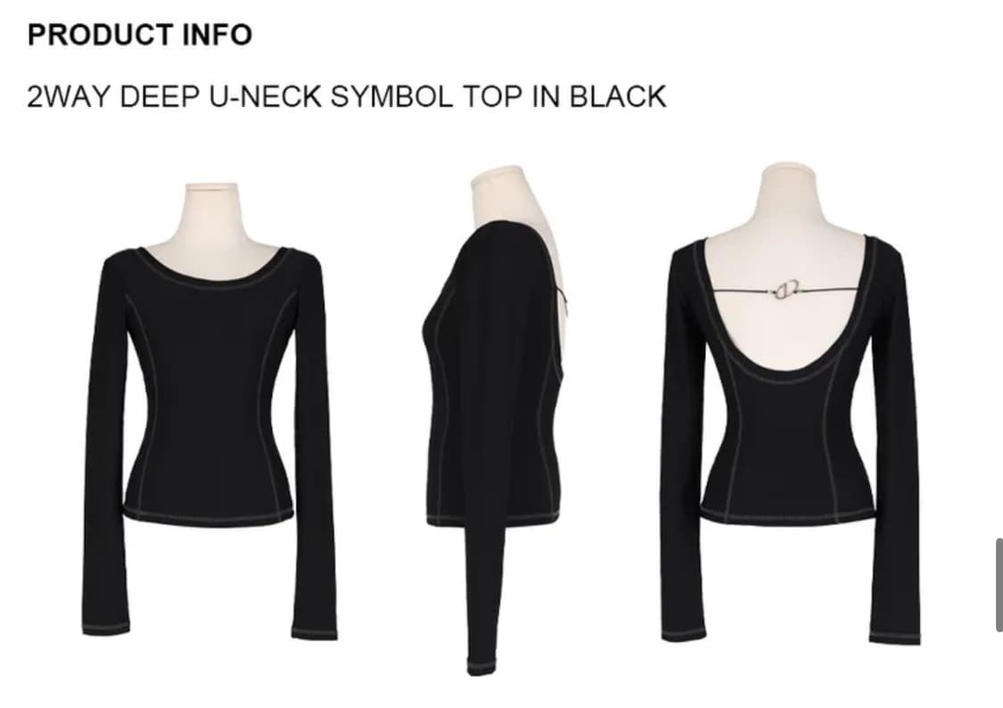 BLACK 2WAY DEEP U-NECK SYMBOL TOP 상품이미지3
