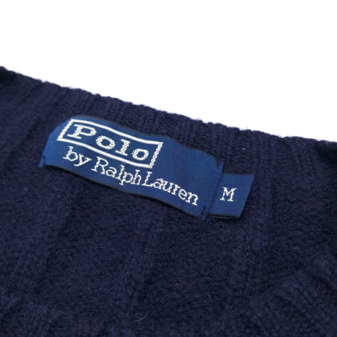 CL387 M 폴로 90s 홍콩판 램스울 케이블 네이비 니트 스웨터 상품이미지3