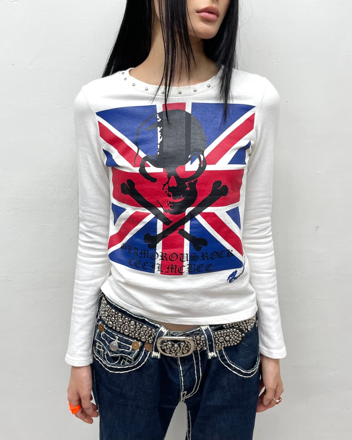 Skeleton Big American Flag Stud Long Sle 상품이미지4