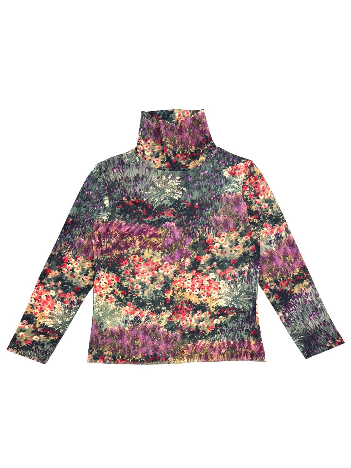 Floral Mesh Turtleneck Top 상품이미지1