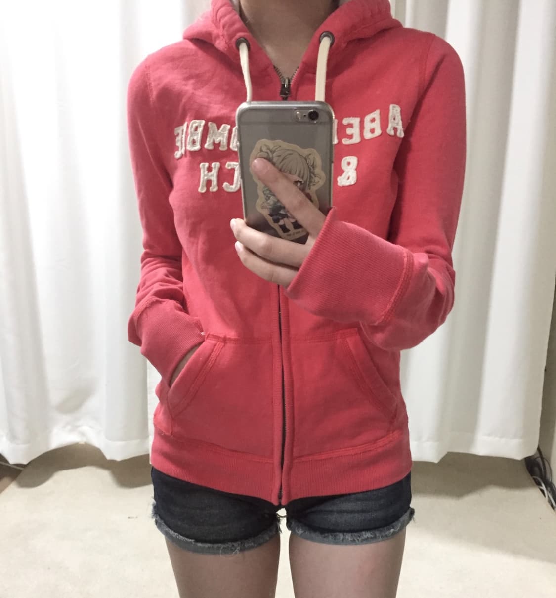 아베크롬비 코랄 자몽 핑크 후드집업 상품이미지1