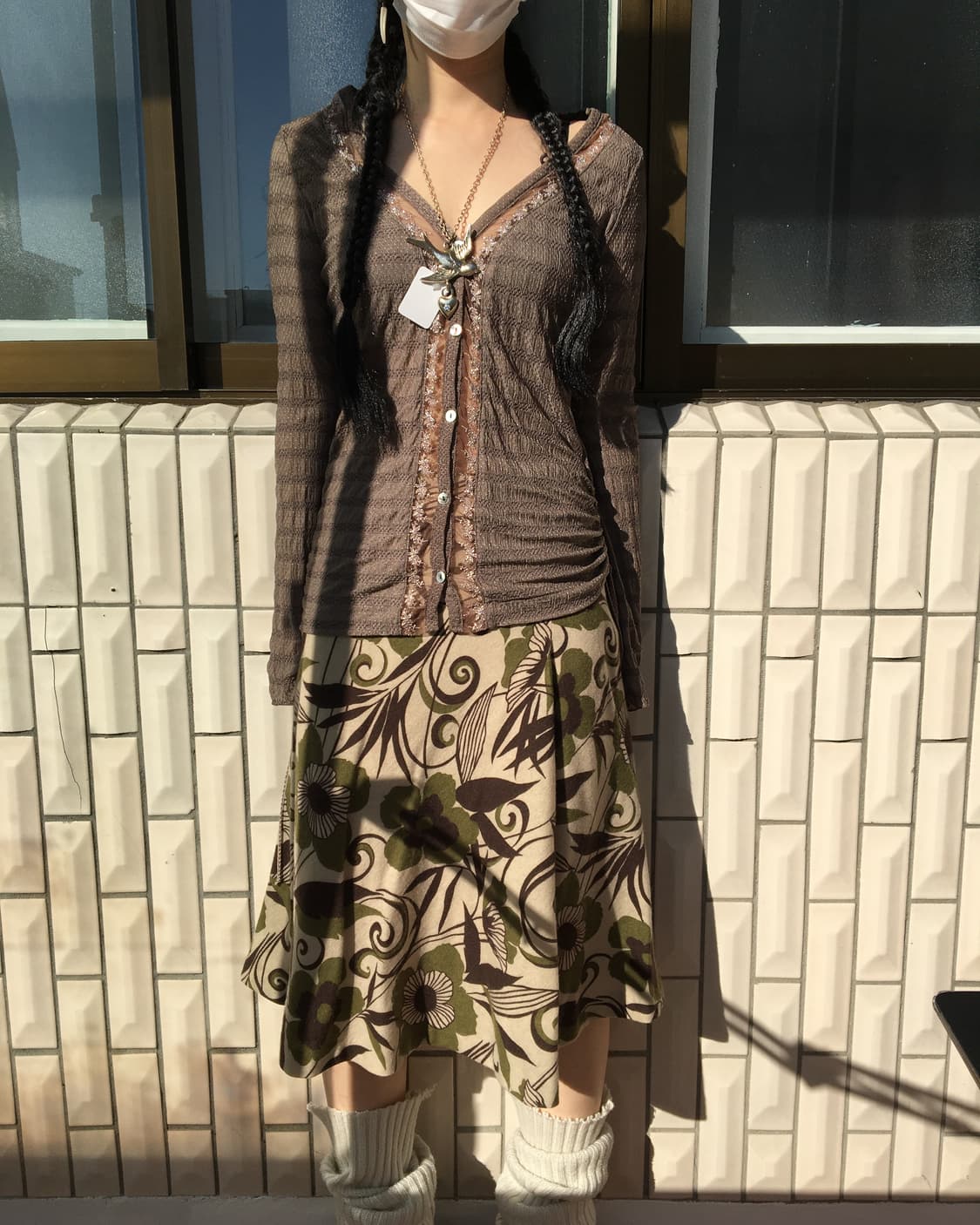 Lace trimming knit pattern cardigan 상품이미지1