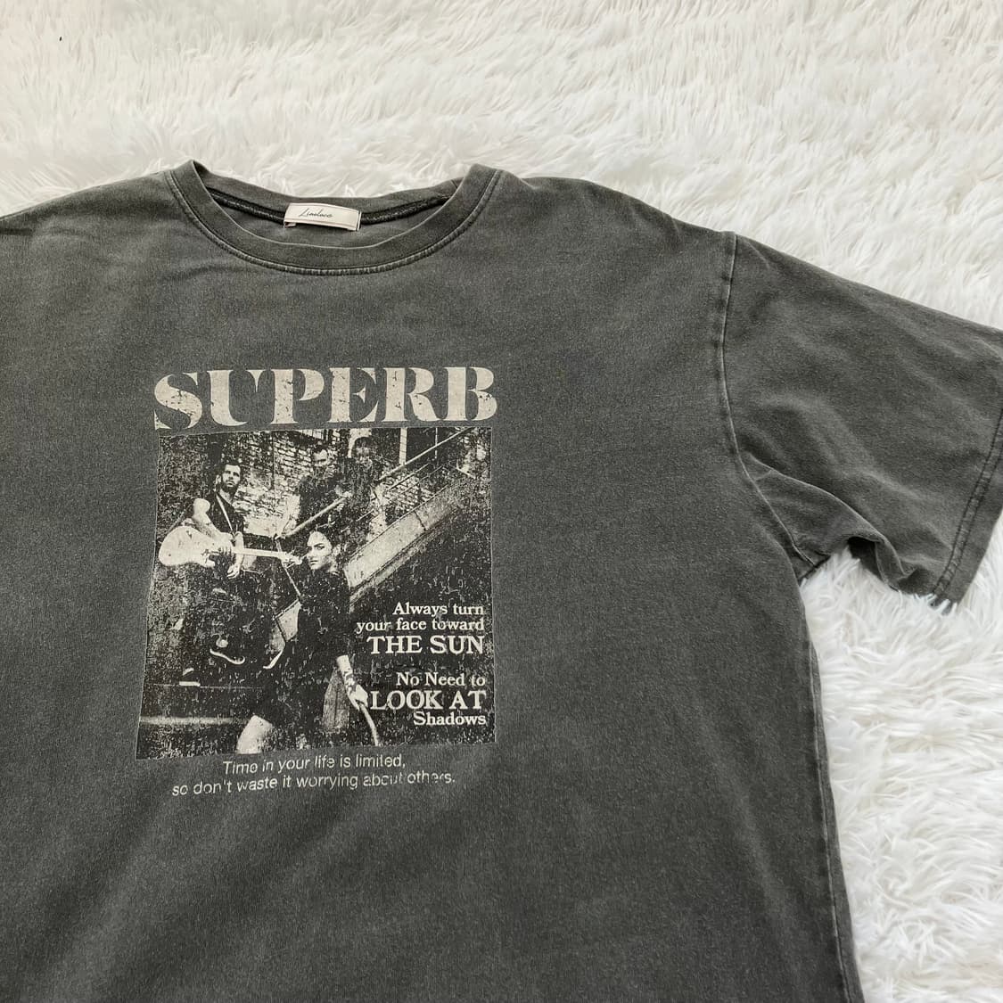 빈티지 차콜 밴드티 반팔 891 y2k 스트릿 모리 갸루 일본빈티지 펑키 상품이미지4