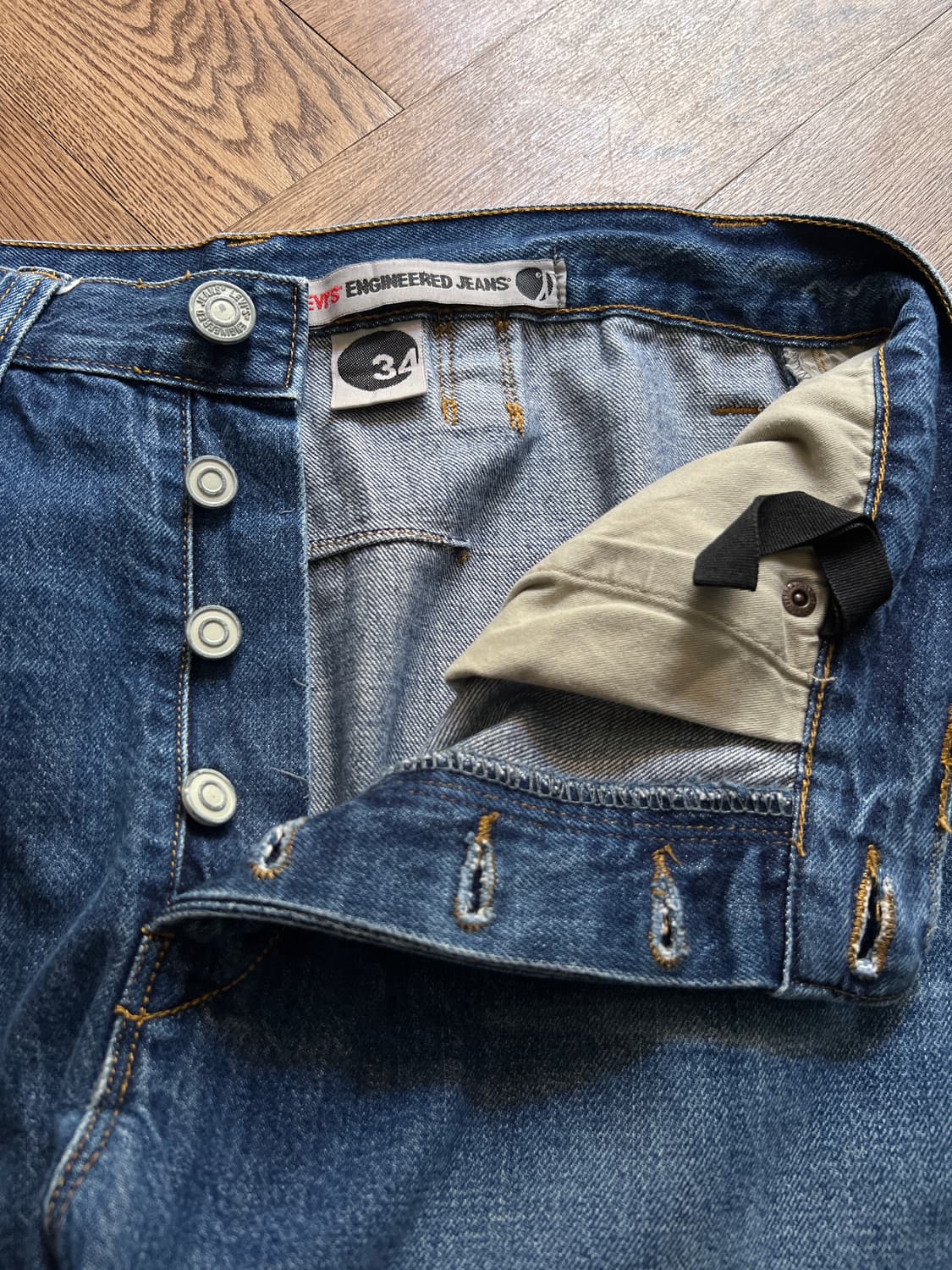[34]00's 리바이스 엔지니어드진 스컬패치 신치백 데님 팬츠 상품이미지3