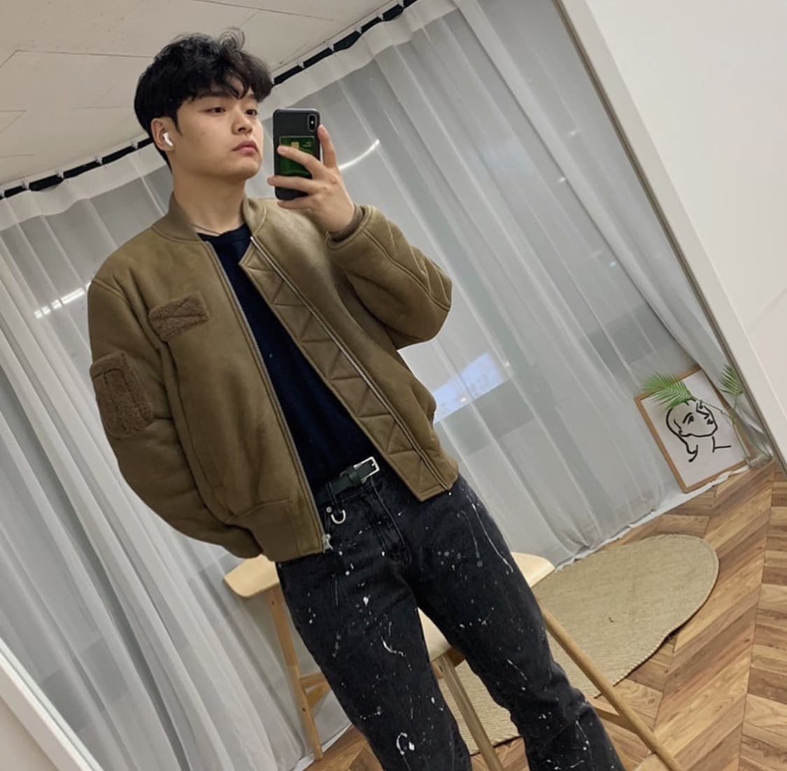 메종마르지엘라 레더 봄버자켓 브라운(유일매물) 상품이미지7