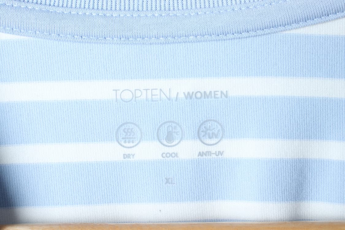 W(XL) 탑텐 반팔 티셔츠 스트라이프 연블루 세미크롭-H33375 상품이미지5