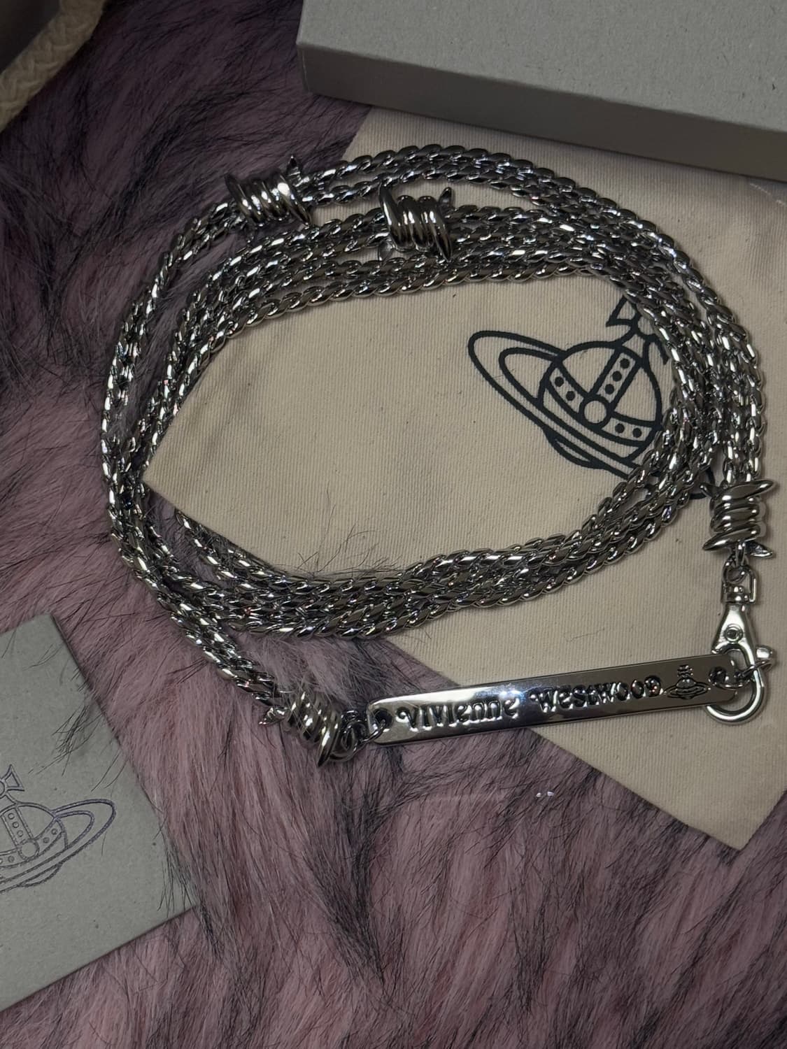 비비안웨스트우드 맨 카릴 체인 로프 초커 로고 목걸이 오네갸루 펑크 상품이미지4